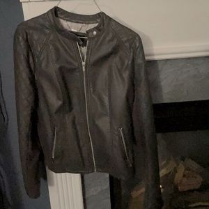 Women’s medium leather gray jacket black Rivette